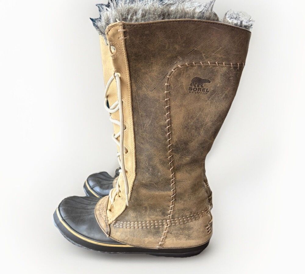 Sorel Cate the Great Tall Boots Waterproof Leather Winter Size 12